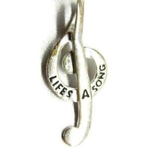 Sterling Silver "Life's A Song" Pendant Patina Vtg 925 IBB TH 1" x 1/2"